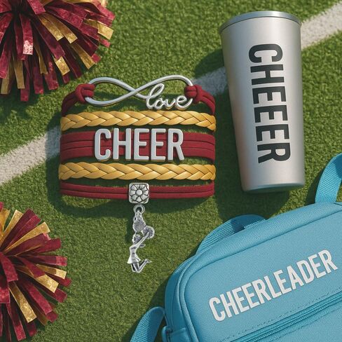 سوار Sportybella Cheer Charm - مجوهرات التشجيع القابلة للتعديل للفتيات إنفينيتي لوف بألوان الفريق للمشجعين (برتقالي/أسود) in Kuwait