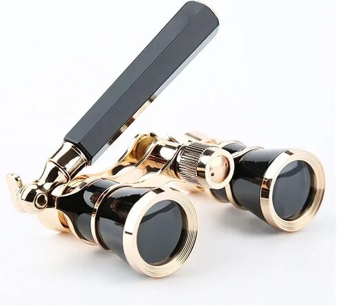3X25 Portable Mini Binocular Telescope Metal Opera Glasses Opera Glasses Binoculars with Handle for Stage Concert Camping(Beige) in Kuwait