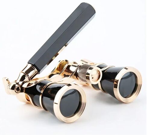 3X25 Portable Mini Binocular Telescope Metal Opera Glasses Opera Glasses Binoculars with Handle for Stage Concert Camping(Beige) in Kuwait