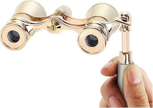 3X25 Portable Mini Binocular Telescope Metal Opera Glasses Opera Glasses Binoculars with Handle for Stage Concert Camping(Beige) in Kuwait
