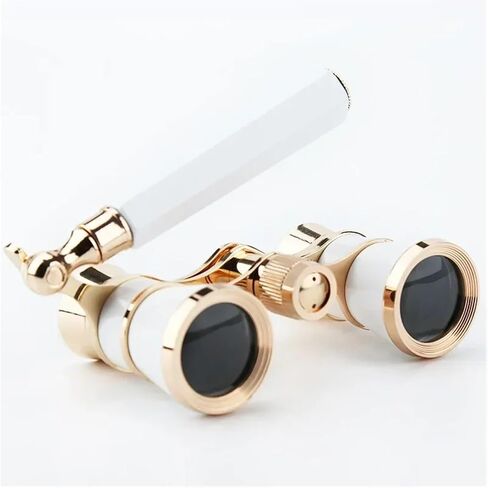 3X25 Portable Mini Binocular Telescope Metal Opera Glasses Opera Glasses Binoculars with Handle for Stage Concert Camping(Beige) in Kuwait