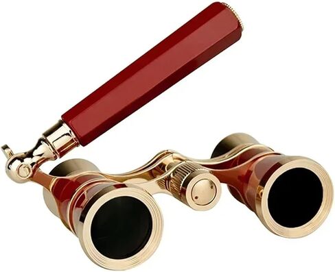 3X25 Portable Mini Binocular Telescope Metal Opera Glasses Opera Glasses Binoculars with Handle for Stage Concert Camping(Beige) in Kuwait
