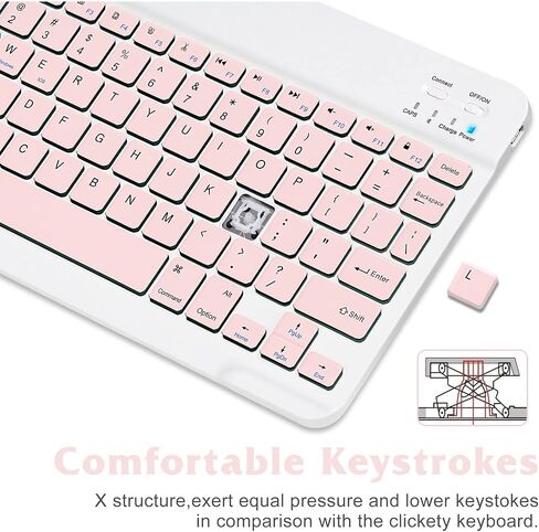 Ultra-Slim Bluetooth Rechargeable Keyboard for Lenovo Tab P12 Pro and All Bluetooth Enabled iPads, iPhones, Android Tablets, Smartphones, Windows pc - Onyx Black in Saudi Arabia
