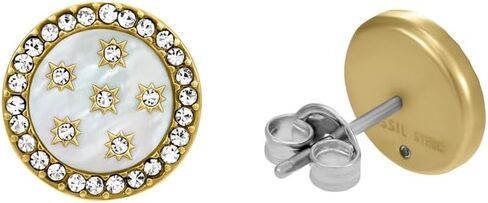 Fossil Women's Harlow Linear Texture Heart Gold-Tone Stainless Steel Stud Earrings, Color: Gold (Model: JF04654710) in Saudi Arabia