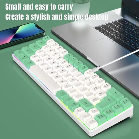 60 Percent Keyboard, RGB Backlit Wired Gaming Keyboard with 25 Anti Ghosting Keys, 12 Multimedia Keys, Comfortable Typing, Compact Ergonomic Keyboard for Gaming, Business (Gray White Color in Saudi Arabia