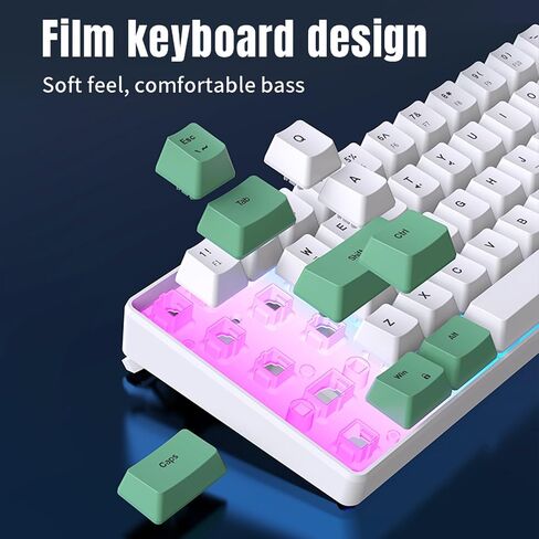 60 Percent Keyboard, RGB Backlit Wired Gaming Keyboard with 25 Anti Ghosting Keys, 12 Multimedia Keys, Comfortable Typing, Compact Ergonomic Keyboard for Gaming, Business (Gray White Color in Saudi Arabia
