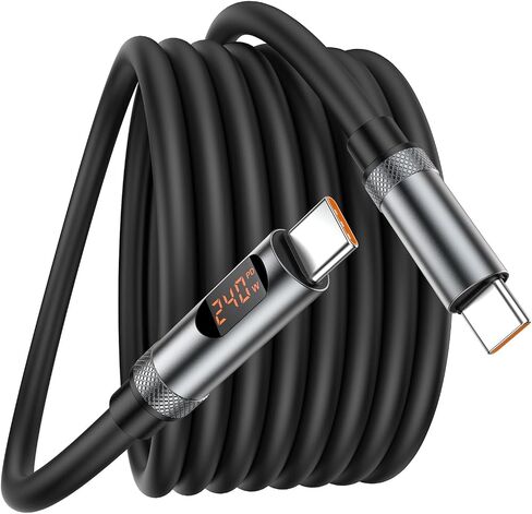 USB C to USB C Cable 240W ، 2Pack 6.6 قدم من النوع C إلى C سلك شاحن الشحن السريع مع عرض LED ، كابل الشاحن USB-C إلى C لـ iPhone 16 15 Pro Max ، MacBook Air/Pro ، iPad ، Samsung Galaxy ، Switch ، Pixel ، Lg in Kuwait