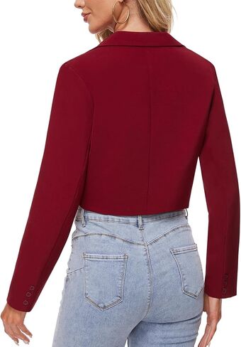 MINTLIMIT Women's Cropped Blazer Casual Long Sleeve Work Office Jackets Button Front Business Short Blazers with Pockets in Saudi Arabia