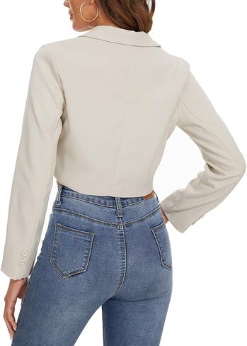 MINTLIMIT Women's Cropped Blazer Casual Long Sleeve Work Office Jackets Button Front Business Short Blazers with Pockets in Kuwait