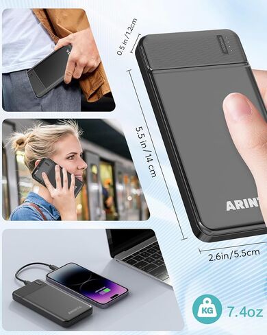 Power Bank Portable Charger 10000mah Pd 22.5w ، حزمة بطارية فائقة النحافة مع إدخال/إخراج USB-C ، متوافق مع iPhone 16 15 14 13 12 ، Galaxy S24 23 22 21 ، إلخ. (الأسود) in Saudi Arabia