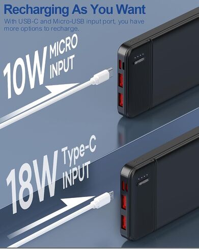 Power Bank Portable Charger 10000mah Pd 22.5w ، حزمة بطارية فائقة النحافة مع إدخال/إخراج USB-C ، متوافق مع iPhone 16 15 14 13 12 ، Galaxy S24 23 22 21 ، إلخ. (الأسود) in Saudi Arabia