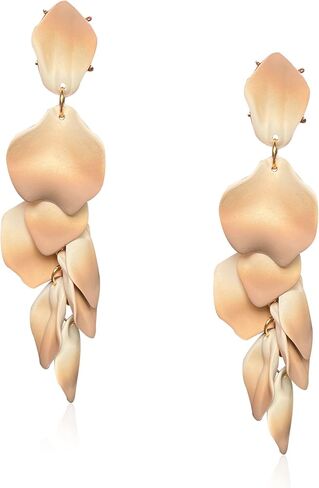 Long Acrylic Rose Petal Earrings - Dangle Exaggerated Flower Earrings - Drop Statement Floral Tassel Earrings for Women and Girls, Great for Party, Daily Wear in Saudi Arabia