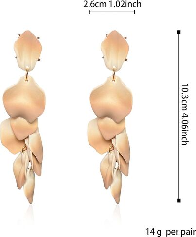 Long Acrylic Rose Petal Earrings - Dangle Exaggerated Flower Earrings - Drop Statement Floral Tassel Earrings for Women and Girls, Great for Party, Daily Wear in Saudi Arabia