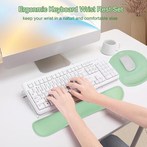 Mosiso الكمبيوتر لوحة مفاتيح Computer Stand & Wrist Rest دعم لوحة المفاتيح ومجموعة الماوس والتركيب ، مجموعة وسادة الماوس المريحة المنحنية للدائرة ، وتخفيف الآلام من السهل كتابة وسادة غير قابلة للانزلاق للمنزل/المكتب ، الأخضر in Kuwait