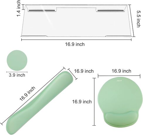Mosiso الكمبيوتر لوحة مفاتيح Computer Stand & Wrist Rest دعم لوحة المفاتيح ومجموعة الماوس والتركيب ، مجموعة وسادة الماوس المريحة المنحنية للدائرة ، وتخفيف الآلام من السهل كتابة وسادة غير قابلة للانزلاق للمنزل/المكتب ، الأخضر in Kuwait