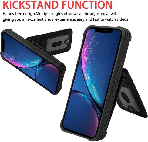 VANAVAGY Compatible for iPhone XR Wallet Case for Women and Men,Leather Magnetic Clasp Flip Folio Phone Cover with Credit Card Holder and Coin Pocket,Black in Saudi Arabia
