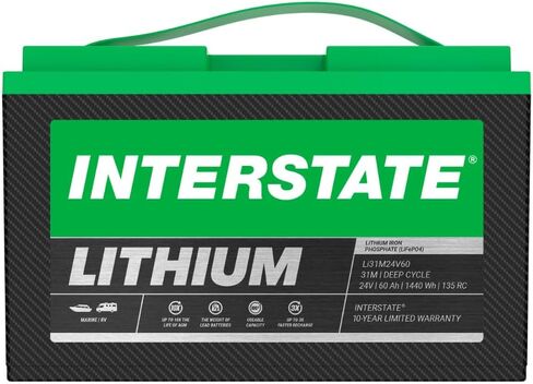 بطاريات Interstate 12V 100AH ​​مجموعة الحجم 27M Lithium Marine/RV Deep Cycle Cycle LifePo4 ، صيانة خالية ، خفيفة الوزن ، مثالية للقوارب ، RV التخييم ، خارج الشبكة ، اليخوت (LI27M12V100) in Saudi Arabia