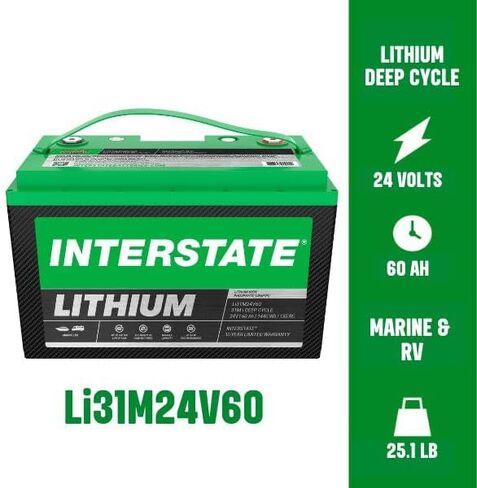 بطاريات Interstate 12V 100AH ​​مجموعة الحجم 27M Lithium Marine/RV Deep Cycle Cycle LifePo4 ، صيانة خالية ، خفيفة الوزن ، مثالية للقوارب ، RV التخييم ، خارج الشبكة ، اليخوت (LI27M12V100) in Saudi Arabia