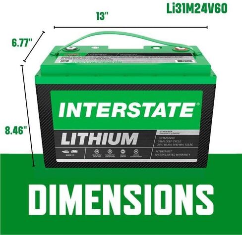 بطاريات Interstate 12V 100AH ​​مجموعة الحجم 27M Lithium Marine/RV Deep Cycle Cycle LifePo4 ، صيانة خالية ، خفيفة الوزن ، مثالية للقوارب ، RV التخييم ، خارج الشبكة ، اليخوت (LI27M12V100) in Saudi Arabia