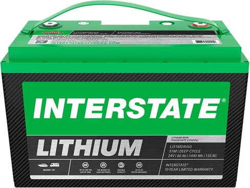 بطاريات Interstate 12V 100AH ​​مجموعة الحجم 27M Lithium Marine/RV Deep Cycle Cycle LifePo4 ، صيانة خالية ، خفيفة الوزن ، مثالية للقوارب ، RV التخييم ، خارج الشبكة ، اليخوت (LI27M12V100) in Saudi Arabia