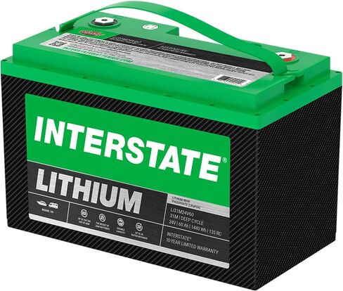 بطاريات Interstate 12V 100AH ​​مجموعة الحجم 27M Lithium Marine/RV Deep Cycle Cycle LifePo4 ، صيانة خالية ، خفيفة الوزن ، مثالية للقوارب ، RV التخييم ، خارج الشبكة ، اليخوت (LI27M12V100) in Saudi Arabia