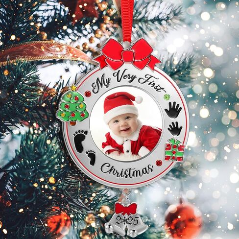 1 Piece Baby's First Christmas Photo Ornament 2023 My Very First Christmas Photo Xmas Baby Keepsake Ornament Photo Picture Frame for Newborn Baby Boys Girls Christmas Tree Decoration in Saudi Arabia