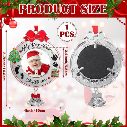 1 Piece Baby's First Christmas Photo Ornament 2023 My Very First Christmas Photo Xmas Baby Keepsake Ornament Photo Picture Frame for Newborn Baby Boys Girls Christmas Tree Decoration in Saudi Arabia
