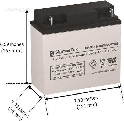 SigmasTek SP12-18NB - 12V 18AH NB SLA Battery - Compatible with: APC RBC7 SUA48XLBP SUA24XLBP SUA5000RMT5U CURK7 CURK11 SUA2200XLT SUA3000 SUA2200 (2 Pack) in Saudi Arabia