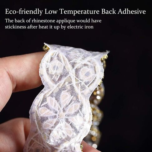 XINFANGXIU فضي ذهبي حجر الراين مزين بمساحة 1 ياردة لحزام الزفاف الكريستالي DIY على فستان الزفاف in Kuwait