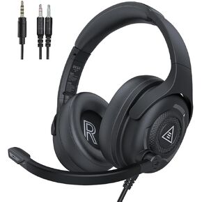EKSA Headset with Noise Cancelling Mic PC Headset 263g Lightweight with Volume Control Over Ear Headphones 3.5mm Wired Headphones for PS4/PS5/PC/Xbox/Switch/Smartphones Gaming Headset AirComfy