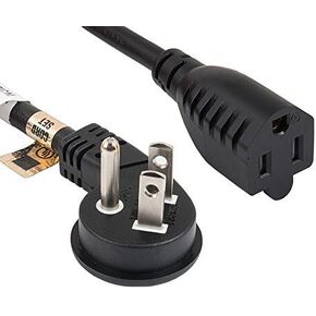 3ft Ultra Low Profile Power Extension Cord Cable NEMA 5-15P to 5-15R 16/3 AWG SJT Black