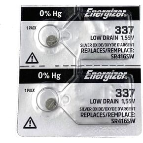 Energizer 337 SR416SW Button Cell Silver Oxide Watch Battery Pack of 2 Batteries