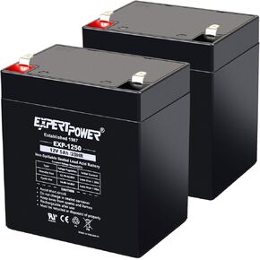ExpertPower EXP1250-2 12V 5Ah Home Alarm Battery with F1 Terminals, 2 Pack