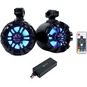 Rockville (2) 6.5 "LED Black Tower Speakers+Bluetooth Amplifier for ATV/UTV/RZR