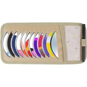 CAR CD CASE HOLDER مركبة SUN FOSOR منظم سعة كبيرة سعة أقراص مضغوطة مع 12 DVD الأكمام تخزين 1 شبكة الجيب 1 حامل القلم وحزام مرن in Kuwait