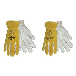Tillman 1414L 1414 Unlined Cowhide Leather Drivers Glove, Cowhide Leather, Large, White/Yellow (12 Pairs)