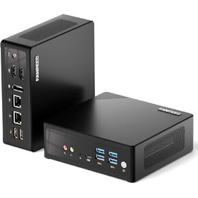 FANPEEC Mini PC N150 8GB RAM DDR5 256GB NVME SSD, Mini Computer Windows 11 Pro/Linux with 2×LAN, 4×USB3.0, 2×USB2.0, WiFi5 BT4.2, 2×HD+1×DP 4K Triple Display, Small PC Support Automatic Startup