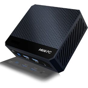 Mini PC, Mini Desktop Computer with 12th Gen N150 (up to 3.6GHz) 16GB DDR4 512GB SSD, 4xUSB 3.2, 2x4K HDMI, 1xLAN, WiFi5, Bluetooth 4.2, Mini Server for Business, School, Office, Home(Black)