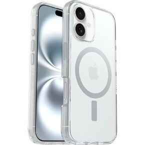 Otterbox iPhone 16 (فقط) - Symmetry Clear Series+ Case - Cherry Tomato (Firecracker) - يستقر إلى Magsafe - الحواف المرفوعة للغاية - حماية الكاميرا والشاشة.