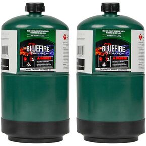BLUEFIRE Propane Fuel Camping Gas Cylinder Pack of 2 16.4oz >93% Purity All-Purpose Canister Portable Tank Bottle for Outdoor Mini Burner Cooker Stove Heater Cooking Torch Lamp (2 packs)