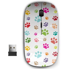 2.4G Ergonomic Portable USB Wireless Mouse for PC, Laptop, Computer, Notebook with Nano Receiver (Colored Paw Prints)