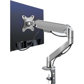 Small Monitor Stand Computer Screen mini Stand Pneumatic Telescopic Lifting Suspended Mechanical arm Punch-Free Table clamp(White)