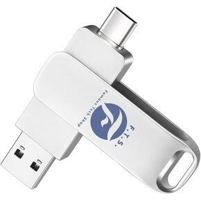 FTS 256GB Dual USB C Flash Drive, 2-in-1 Type C + USB A Solid State Thumb Drive,Speed Up to 550MB/s Memory Stick Data Storage Compatible with iPhone, Thunderbolt 3, Android Phone, Tablet and Laptop