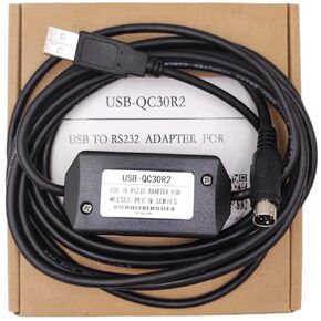 كابل برمجة USB لسلسلة Mitsubishi PLC Q ، لاستبدال USB-QC30R2 ، معدل باود التكيفي ، 6 أقدام.