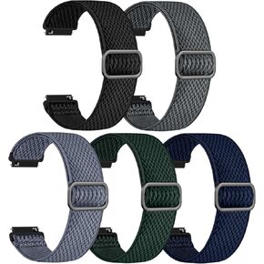 GEAK 18mm 20mm 22mm Watch Band Quick Release Replacement Wristband Compatible for Garmin Vivoactive/Venu/Forerunner, Adjustable Stretchy Nylon Solo Loop Fabric Braided Sport Elastic Band for Men Women