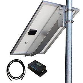 12V 30W Solar Panel Kit w/Ctrl, Mount, Cable, 12V 20A PWM Solar Chrg Ctrl w/Status Disp and 20A Load Ctrl, 2-4" Pole Single Arm Side of Pole/Wall Mt w/0-90deg Tilt Adjust, Incl 3m 12AWG Outdoor Cable
