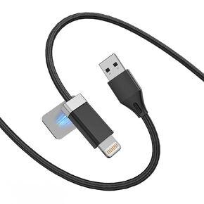 USB قابل للبقاء قابلة للبقاء على كابل الصواعق ، كابل البرق المضاد للانتقال مع حارس مغناطيسي 5 أقدام ، شحن سريع شحن منظم إدارة الحبل المضفر متوافق مع iPhone 14/13/12/11 التصميم الأصلي
