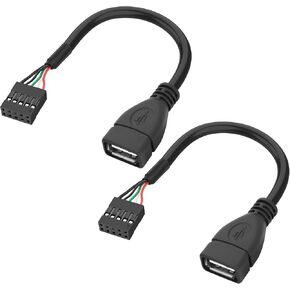 XMSJSIY USB 2.0 Female to Motherboard 9 Pin Header Adapter Cable USB Type A Port to Dupont 5 Pin Female Mainboard Data Cable Cord -10CM/3.9IN 2Pcs