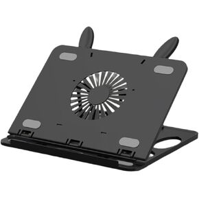 Adjustable Laptop Stand, Foldable Laptop Riser, Versatile Use, Universal Hollow Design with 360° Rotating Base, Black