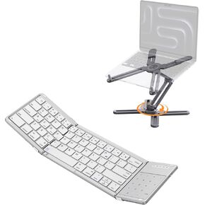 SODI Foldable Laptop Stand for Desk with Wireless Foldable Keyboard for Mac, Portable Computer Accessories for Business Travel